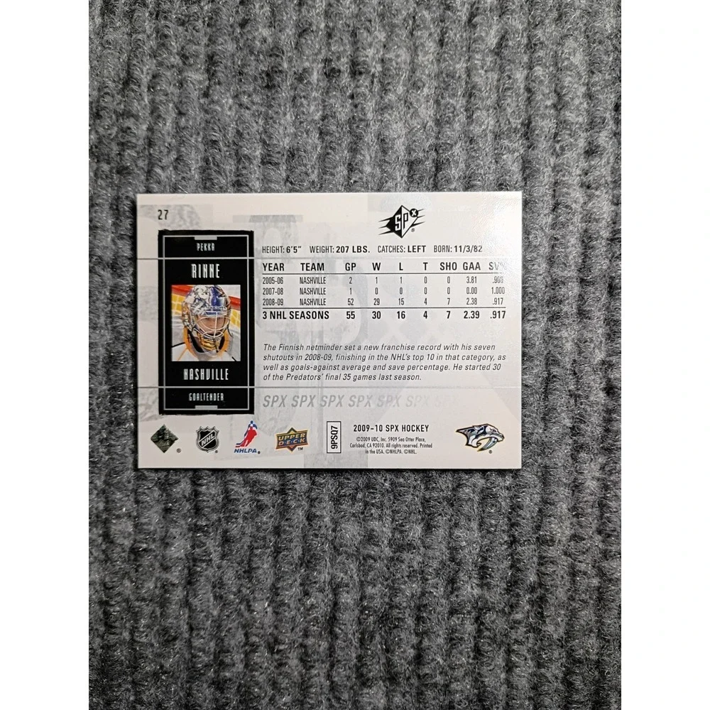 2009-10 SPX Nashville Predators Pekka Rinne Hockey Card #27